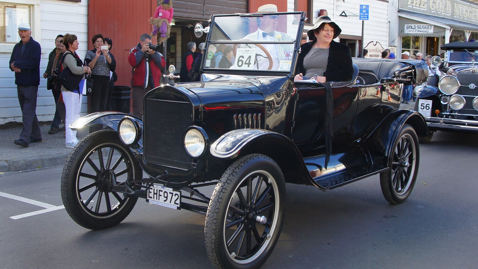Restored black Ford Model T photographed at a public heritage event.