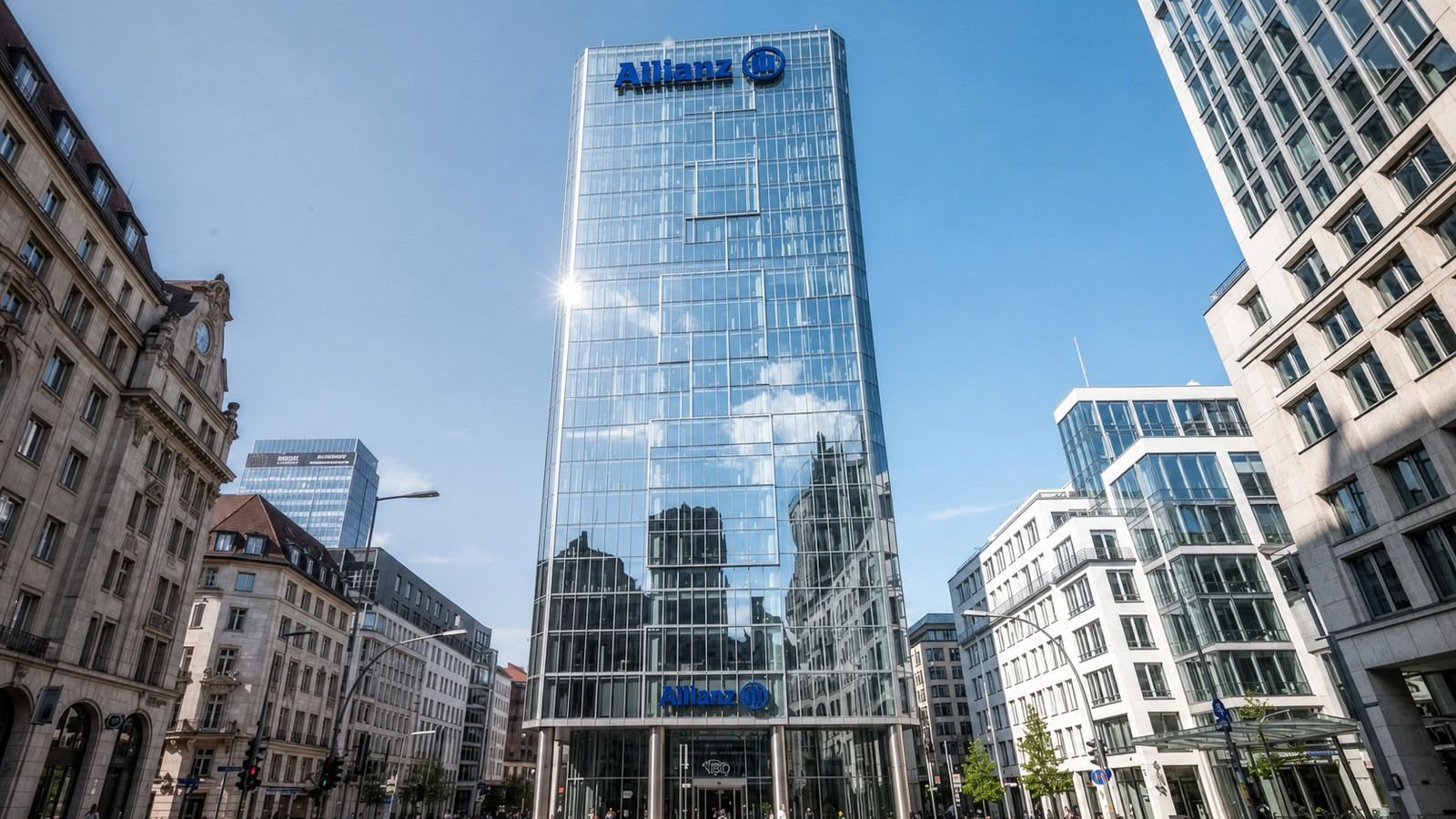 Allianz headquarters in Munich with the verified corporate mark on the building.