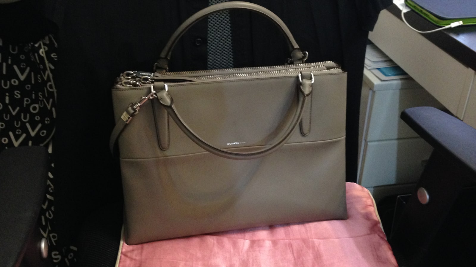Coach Borough leather handbag in glove tan leather.