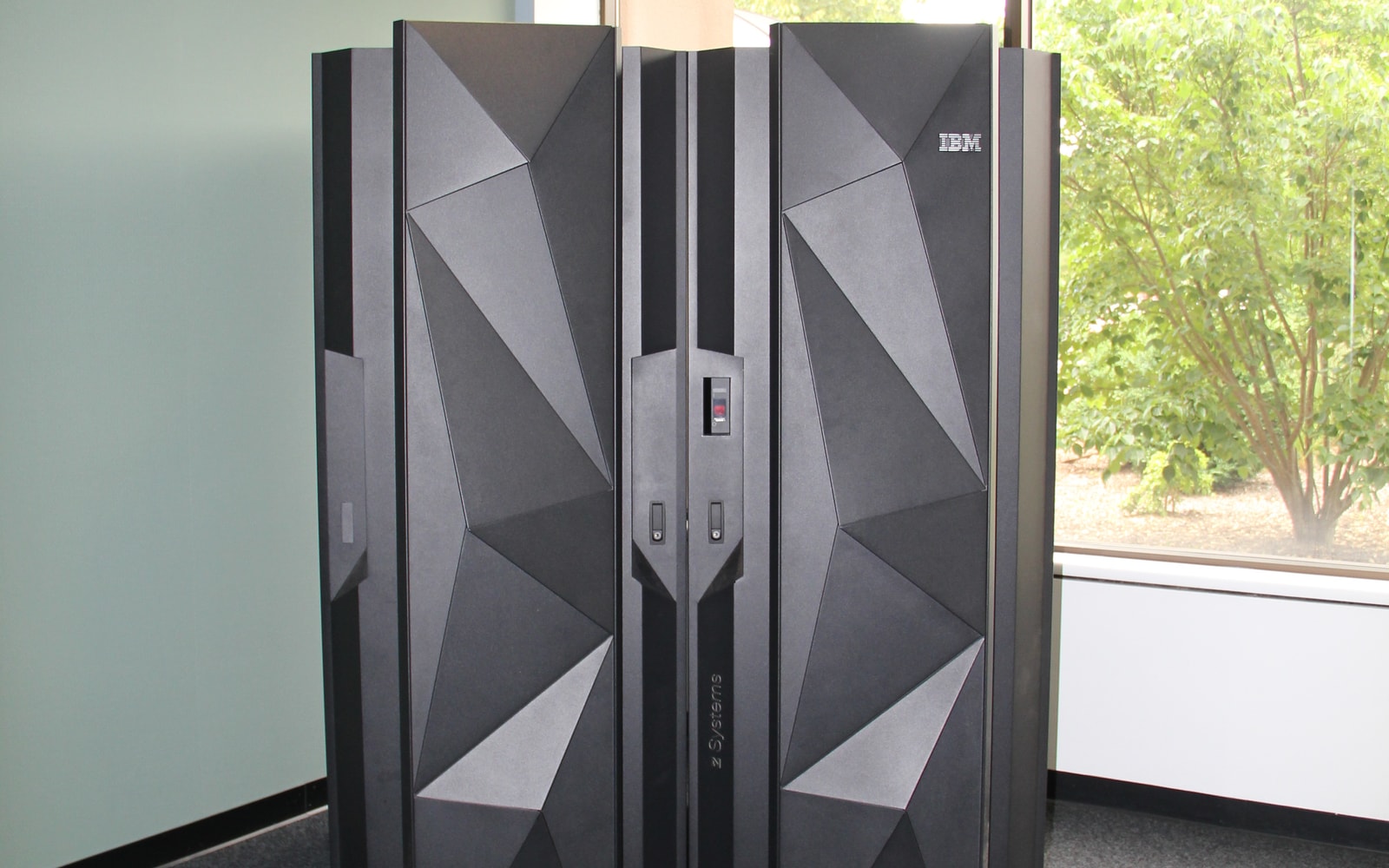 IBM Z mainframe cabinet showing enterprise computing evidence.