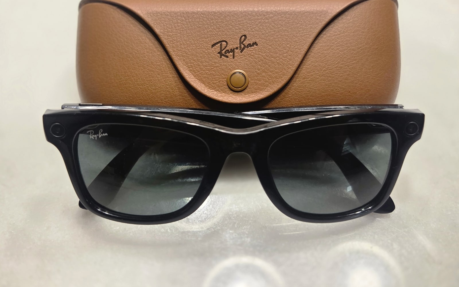 Ray-Ban Meta smart glasses with charging case.