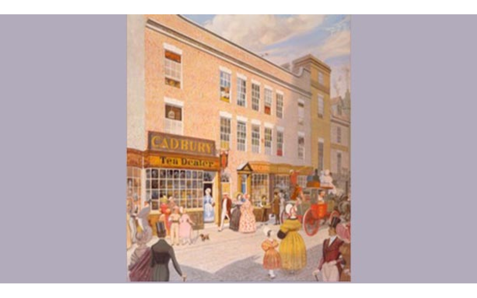 Historic Cadbury shop proof showing Mondelez portfolio roots in real snack retail memory.