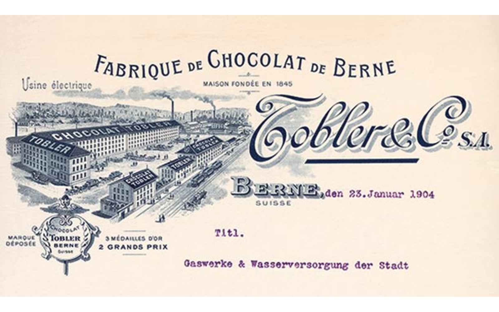 Official Mondelez Toblerone chocolate factory history image.