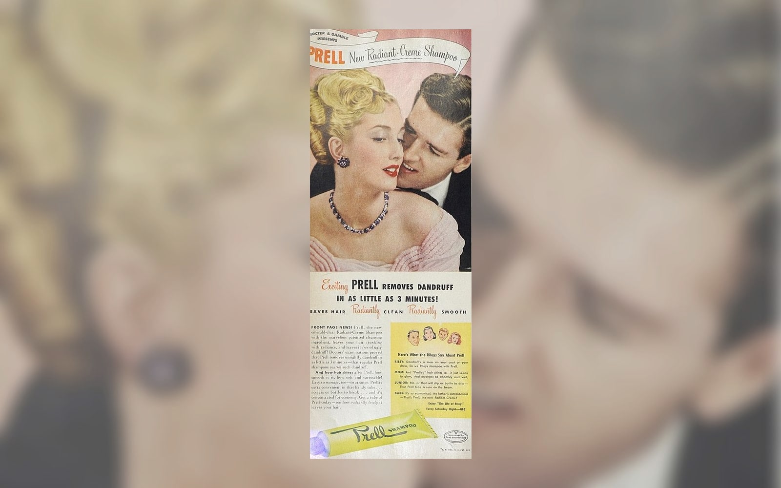 Historical Prell shampoo advertisement published by Procter & Gamble.