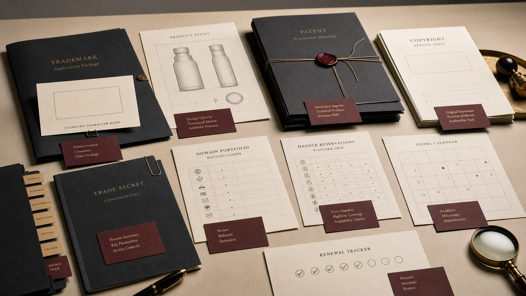 Protected asset stack showing brand files prepared for real public surfaces.