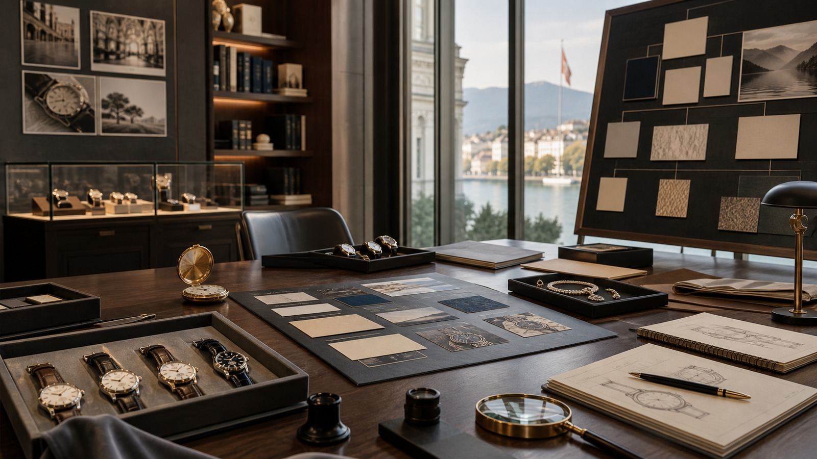 Richemont watch and jewellery design review room overlooking Geneva.
