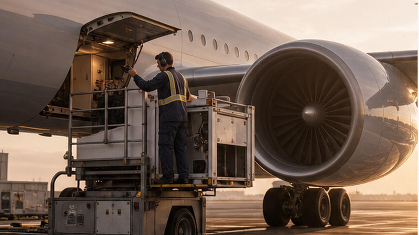 Aircraft service team preparing a widebody jet between long-haul flights.