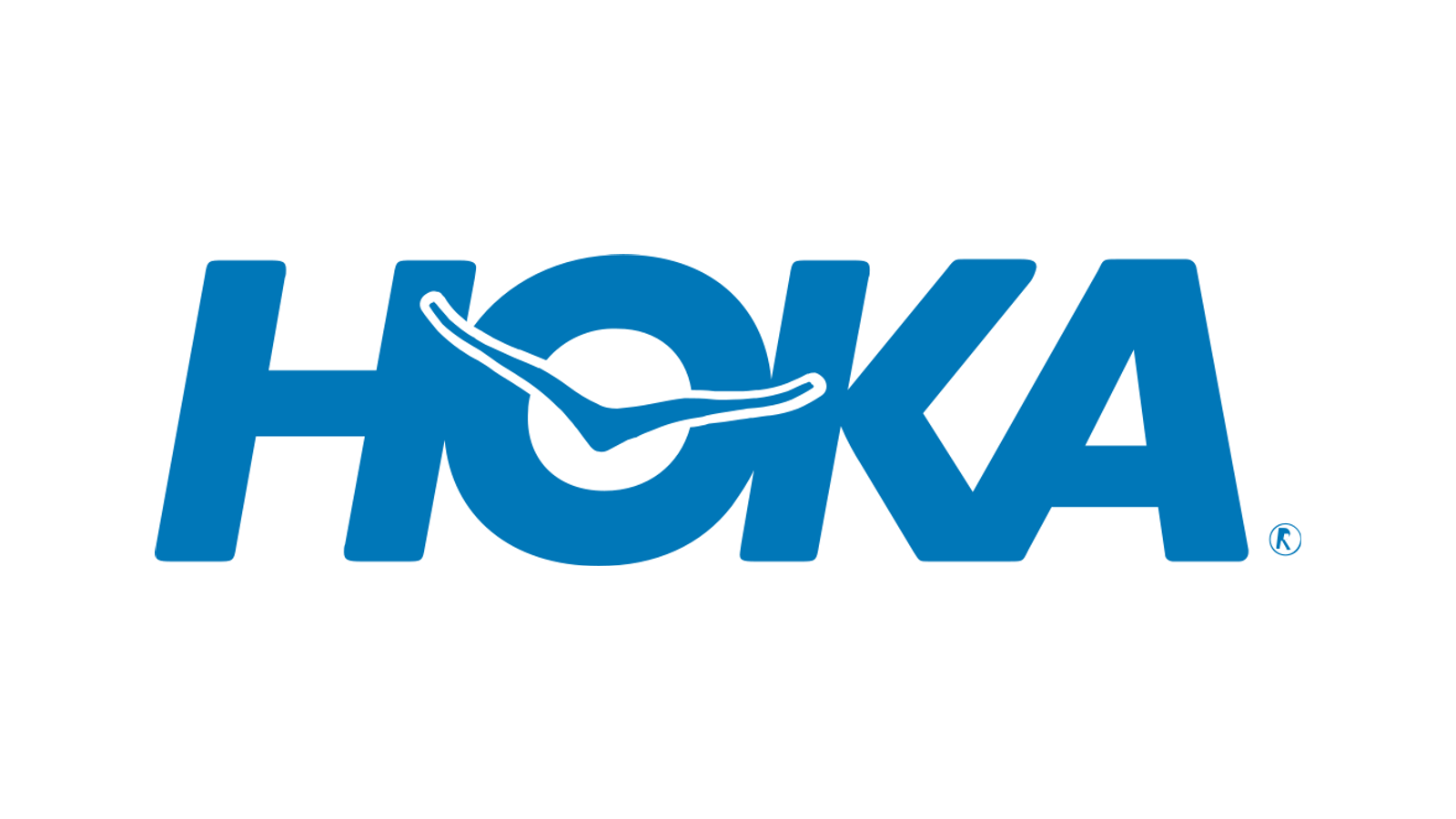 HOKA blue wordmark.