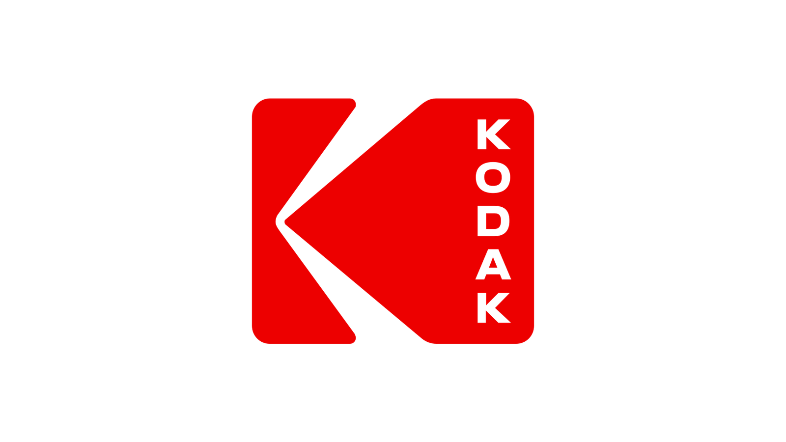 Current vertical red Kodak wordmark inside a yellow K symbol on white.