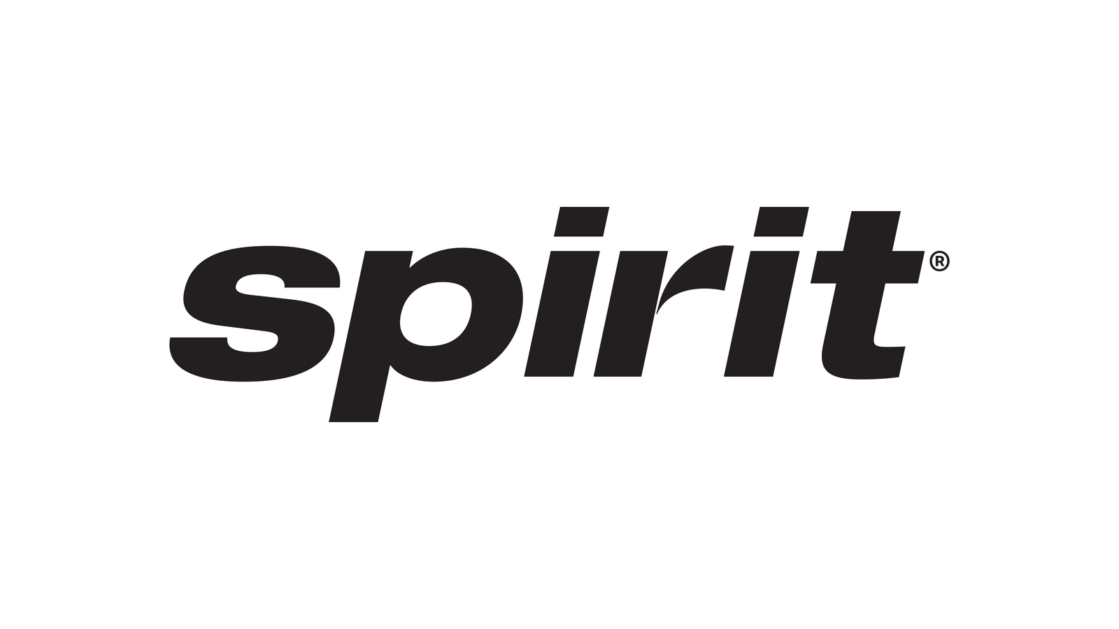 Final Spirit Airlines black lowercase wordmark on a normalized yellow-and-white canvas.