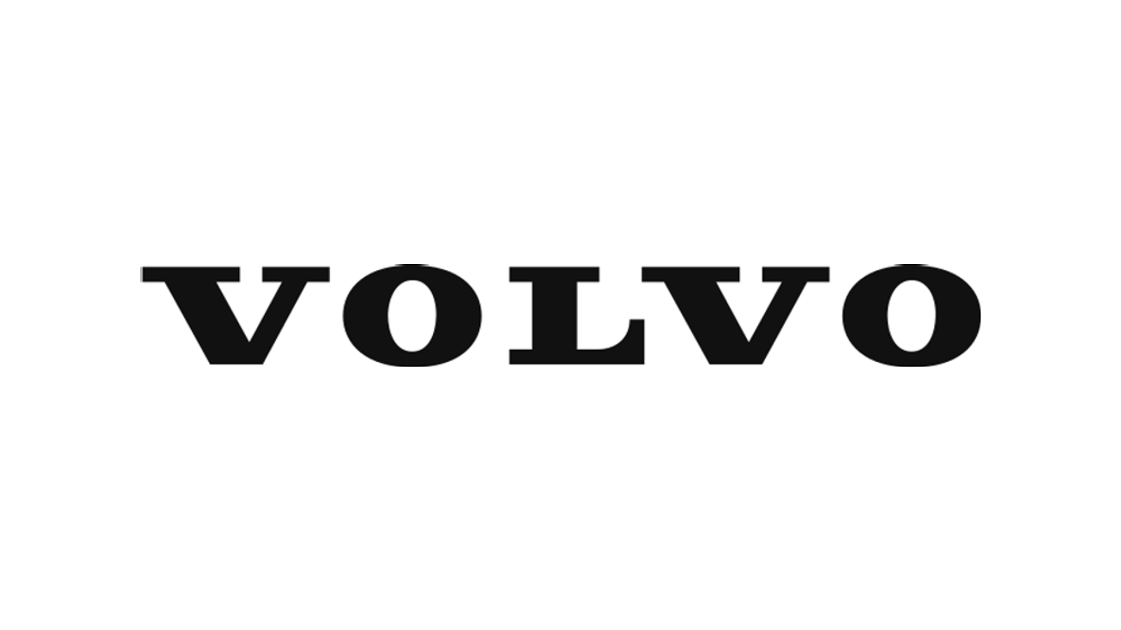 Current black Volvo spread wordmark on a clean white canvas.