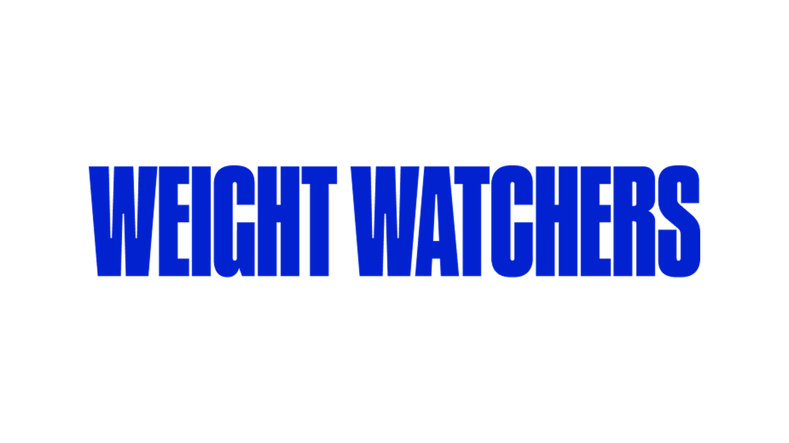 Current WeightWatchers condensed blue full-name wordmark on a normalized white canvas.