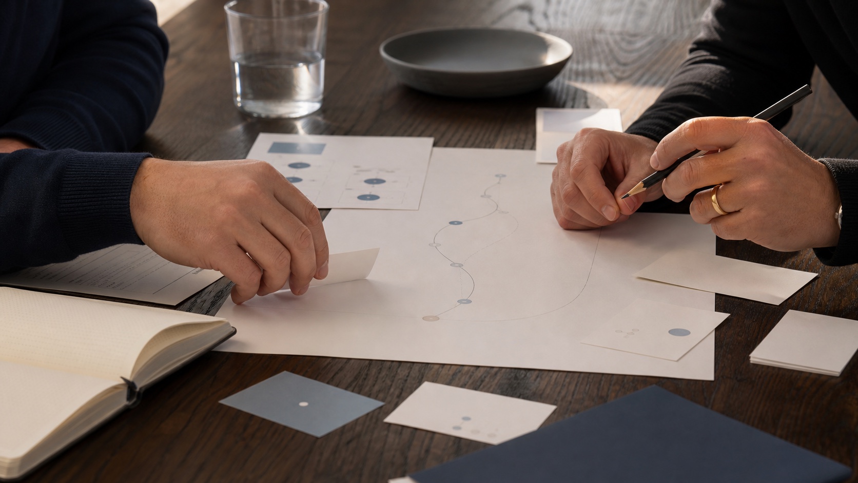Wayrow direction materials being used during a live strategy session