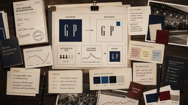 Gap logo recognition-risk visual showing a retail identity cue under redesign pressure.