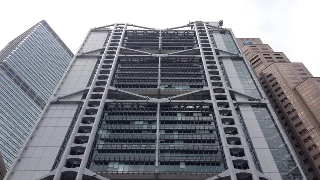 HSBC Main Building in Central, Hong Kong, showing the public architecture tied to the bank's place of origin.