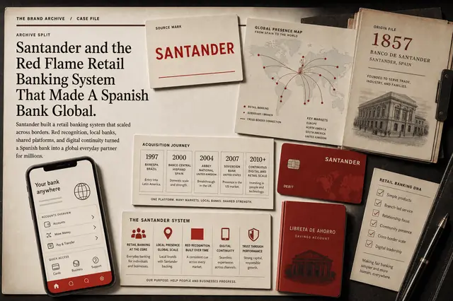 Retail banking surface showing red used for visibility, action, and trust.