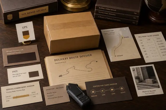 Delivery surface showing brown used for utility, continuity, and trust.